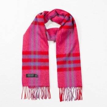 Merino Wool Scarf Pink, Red and Purple Check