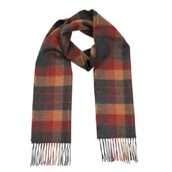 Merino Wool Scarf Orange and Charcoal Check