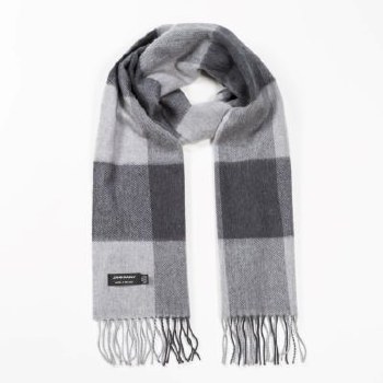 Merino Wool Scarf Grey Check