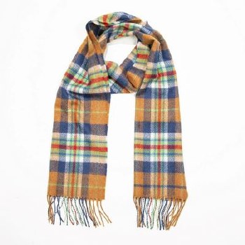 Merino Wool Scarf Orange Autumnal Cceck