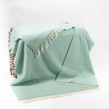 Merino-Cashmere Throw Mint Herringbone