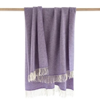 Merino-Cashmere Throw Lavender Herringbone