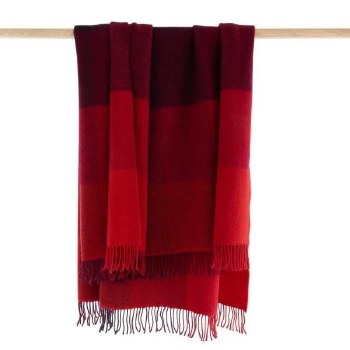 Merino-Cashmere Throw Red Burgundy Block