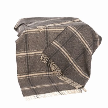 Cashmere Throw Brown and Beige Check