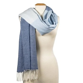 Merino Wool Wrap Blue Block Stripe