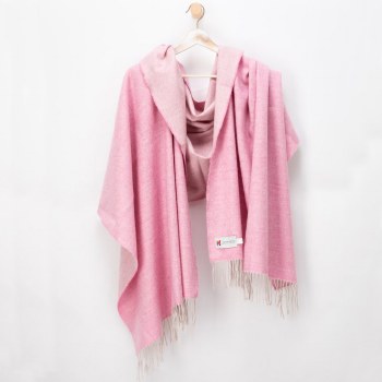 Merino Wool Wrap Reversible Bubblegum Pink