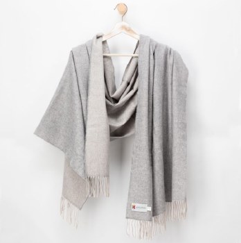 Merino Wool Wrap Reversible Pearl Grey