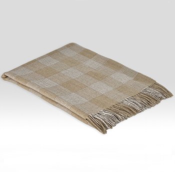 Supersoft Merino Lambswool Throw Beige Check