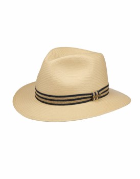 Viscose Straw Hat with Navy Trim