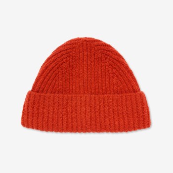 Merino-Cashmere Ribbed Orange Beanie