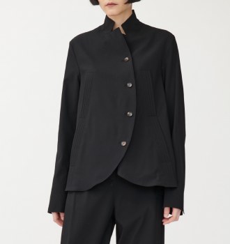 Black A-line Blazer with Rounded Hem