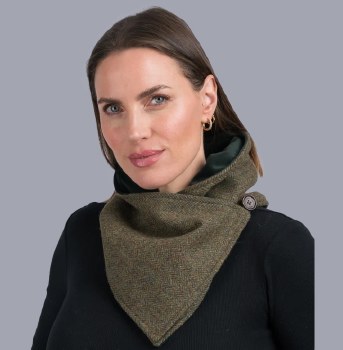 Additional picture of Moss Green Reversible Snood Scarf