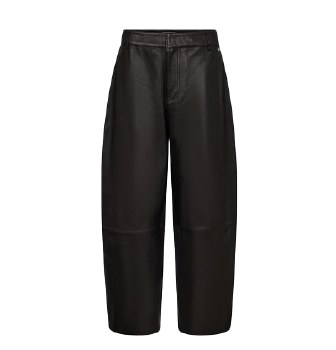 Black barrel leg leather trousers