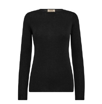 Black Wool O neck slimfit top