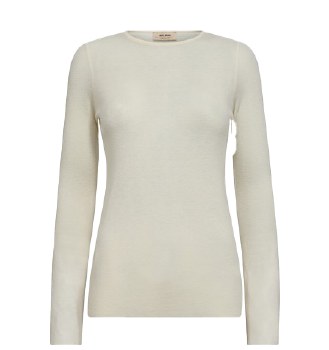 Additional picture of Ecru Wool O neck slimfit top