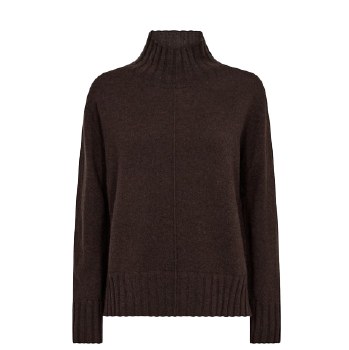 Brown Cashmere relaxed highneck knit