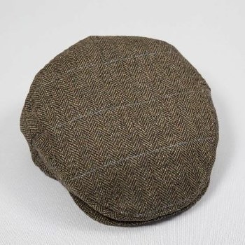Irish Tweed Cap Beige and Charcoal Overcheck