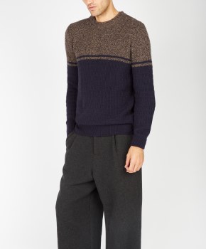 Additional picture of Navy Colour Block Wool Sweater