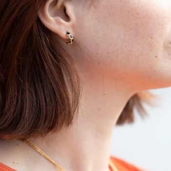 Additional picture of Midnight Blue and Gold Circular Earrings