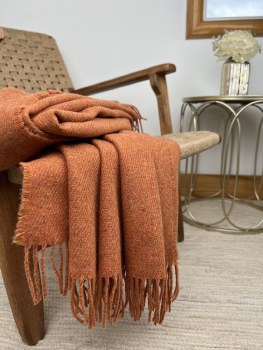 Additional picture of Foreverwool Recycled Merino Wool Throw Ember Orange