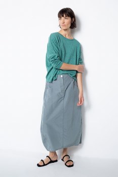 Additional picture of Curved Cotton-Cupro Skirt Sage Green