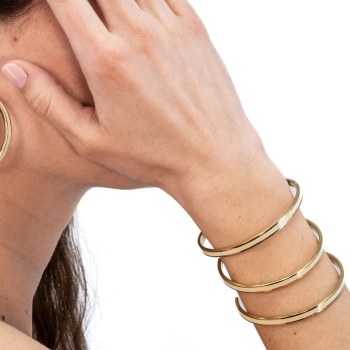 Additional picture of Adjustable White and Gold Bangle