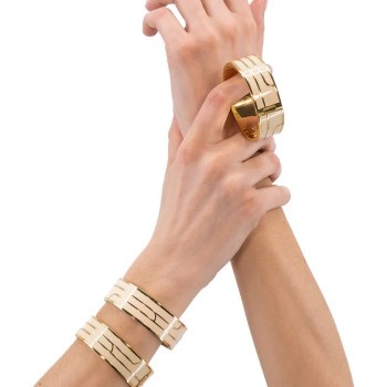 Additional picture of White and Gold Art Deco Bangle