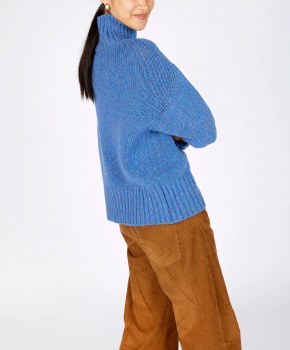 Additional picture of Polo Neck Knit Sweater Marina Blue