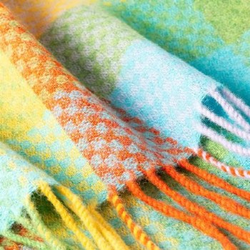 Additional picture of Multicoloured Check Lambswool Baby Blanket in Gift Box