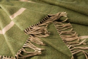 Additional picture of Superfine Wool-Angora Throw Green Windowpane Check
