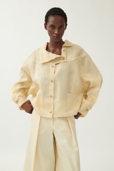 Additional picture of Antharcite Linen Shirt with Stand Collar