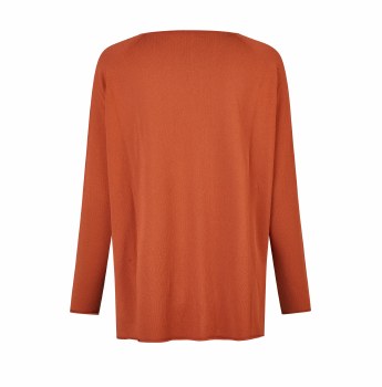 Additional picture of Terracotta Fine Viscose V-neck Knit
