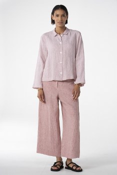 Additional picture of Picante-Red Striped Irish Linen Trousers