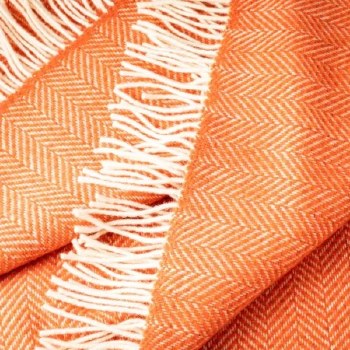 Additional picture of Merino-Cashmere Throw Bronzed Orange Herringbone