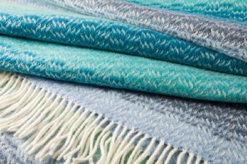Additional picture of Merino-Cashmere Throw Aqua, Denim and Blue Soft Stripe
