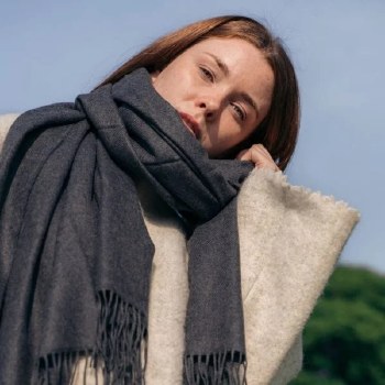 Additional picture of Merino Wool Wrap Charcoal Grey