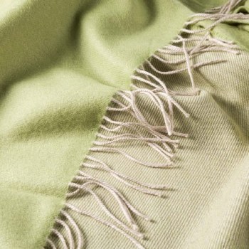 Additional picture of Merino Wool Wrap Reversible Green and Beige