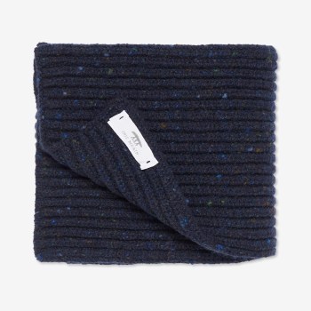 Additional picture of Ribbed Merino-Cashmere Scarf Navy Fleck