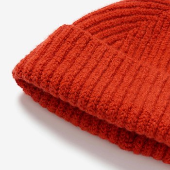 Additional picture of Merino-Cashmere Ribbed Orange Beanie