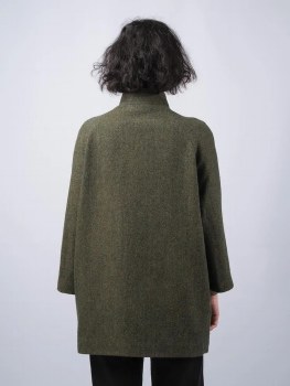 Additional picture of Moss Green Tweed Cape Coat