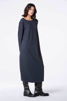 Additional picture of Navy Herringbone Jersey Dress