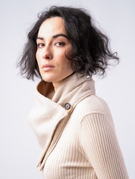 Additional picture of Alpaca Wool Tweed Reversible Snood