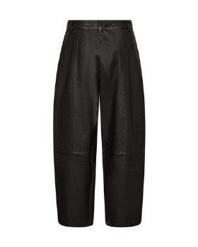 Additional picture of Black barrel leg leather trousers