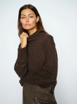 Additional picture of Brown Cashmere relaxed highneck knit