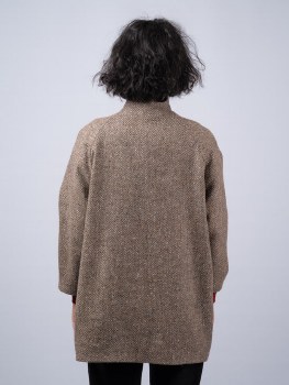 Additional picture of Oak Herringbone Tweed Cape Coat