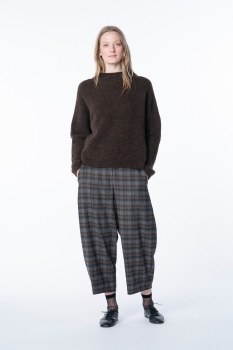 Additional picture of Wool-blend Chocolate and Grey Check Trousers