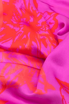Additional picture of Long Silk Scarf Magenta Flowers