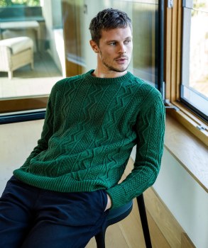 Additional picture of Green Zigzag Cable Knit Sweater