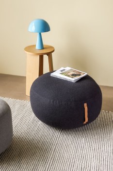 Additional picture of Grey Wool Pouff Stool