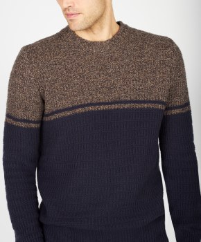 Additional picture of Navy Colour Block Wool Sweater